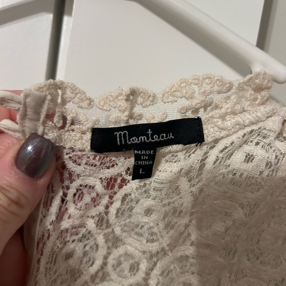 Monteau Cream Lace Detail Blouse - Picture 4 of 5